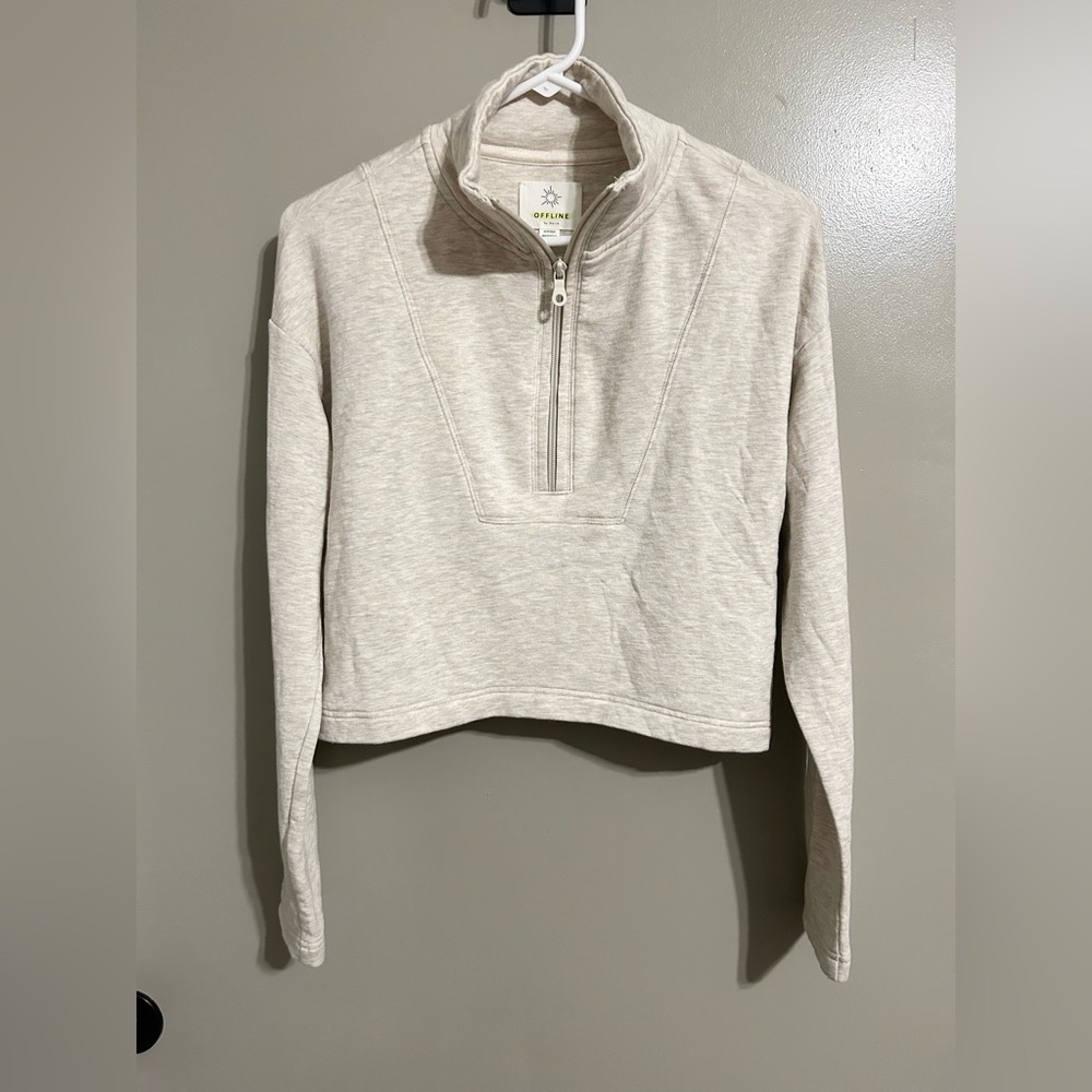 Aerie offline cropped fourth zip sweatshirt size XS